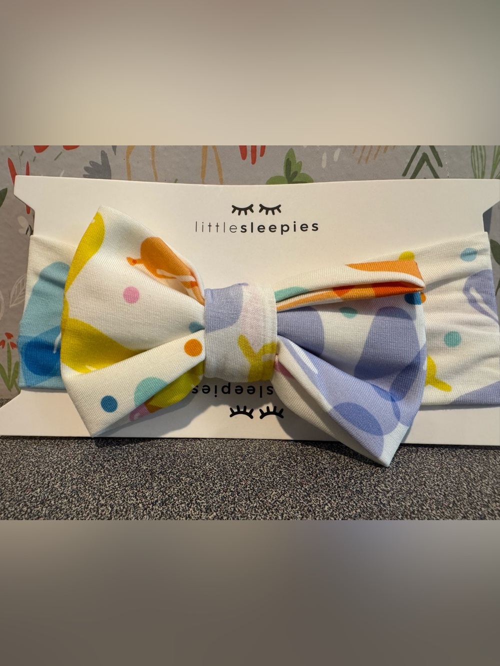 Never Worn Little Sleepies Retired Balloon Bash Print Stretchy Bow Headband